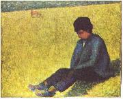 Georges Seurat Auf einer Wiese sitzender Knabe Spain oil painting artist